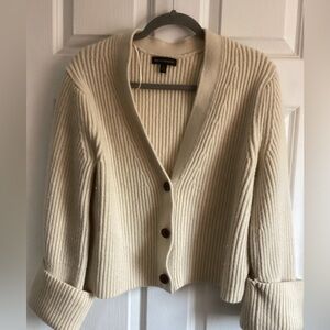 Banana Republic xl Ribbed V-Neck Button Cardigan Sweater - Cream
